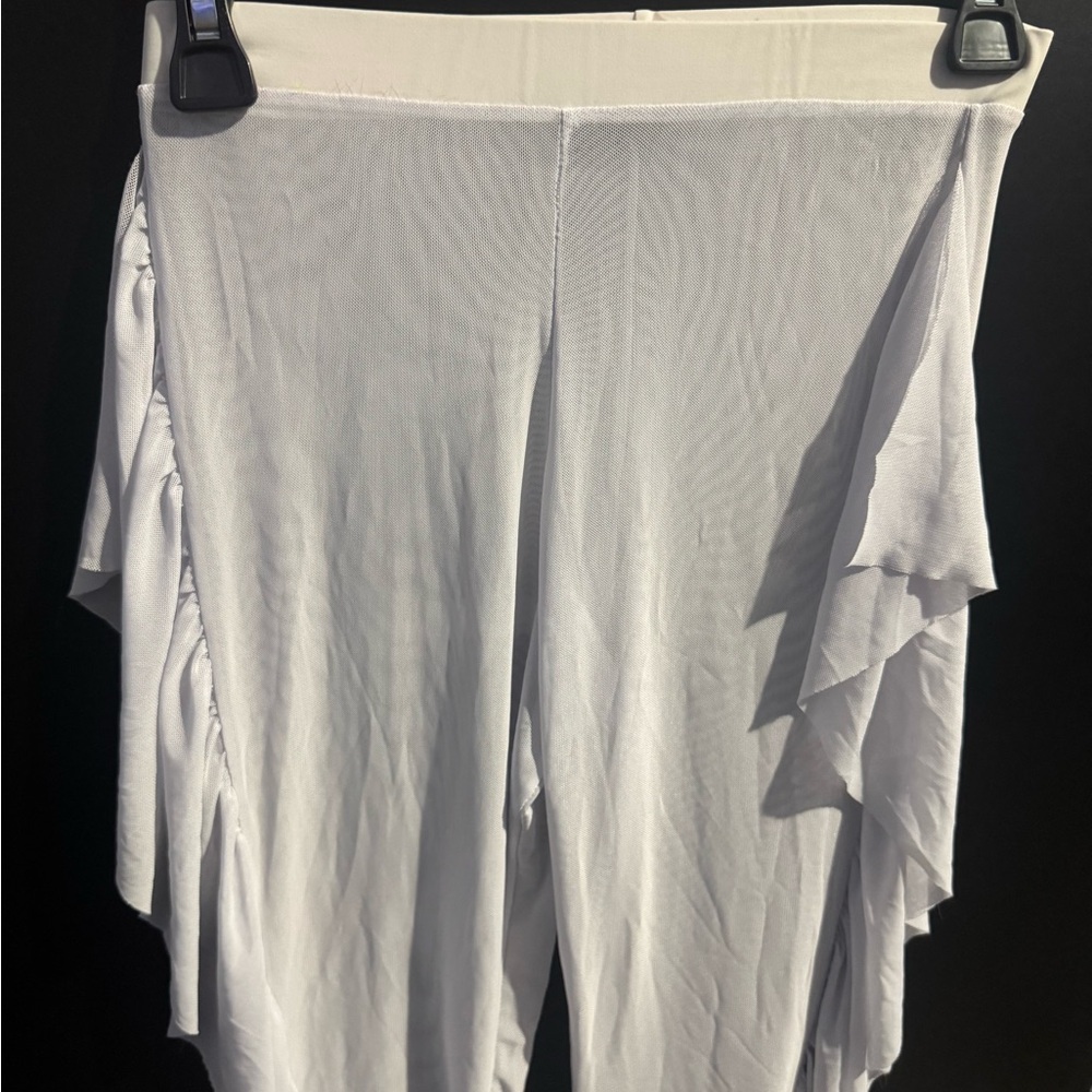 Light Gray Ruffle Side Palazzo Pants